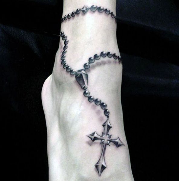 rosary ankle tattoo