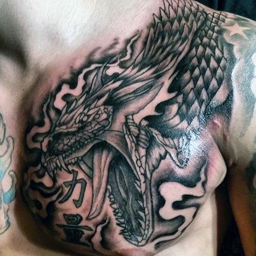 dragon chest tattoo