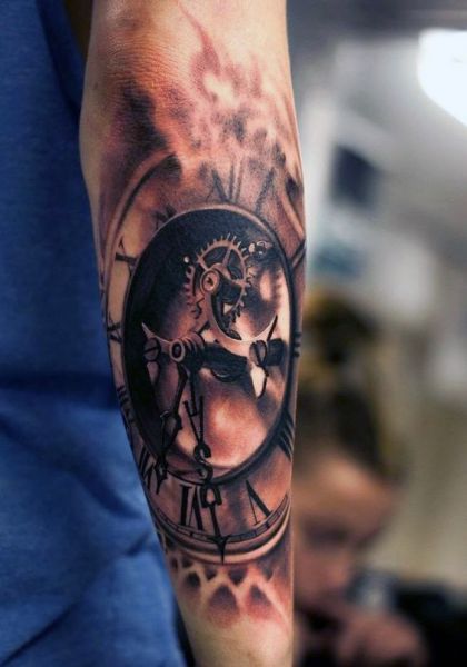 amazing clock tattoo 3d
