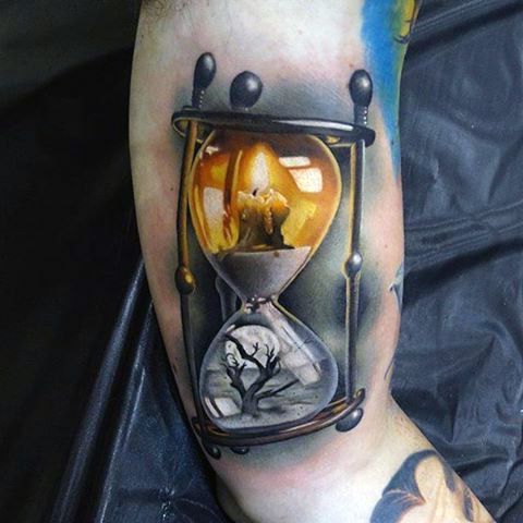 incredible 3d hourglass tattoo