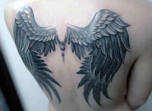 3d wings back tattoo