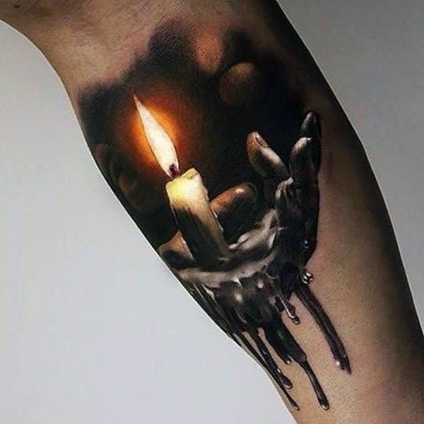 3d realistic burning candle