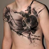 skull chest tattoo
