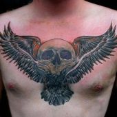 tatuaż czaszka ze skrzydłami