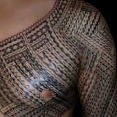 samoan chest shoulder tattoo