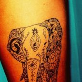 elephant thigh tattoo