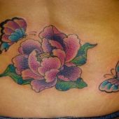 lower back tattoo flower butterfly