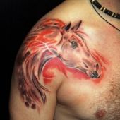 tatuaż konia na ramieniu