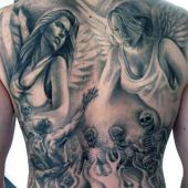 heaven and hell back tattoo