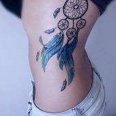 dreamcatcher side tattoo