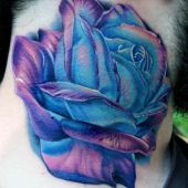 rose tattoo on neck