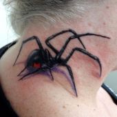 spider neck tattoo