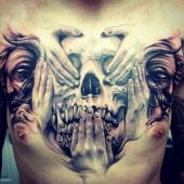 amazing 3d skull tattoo