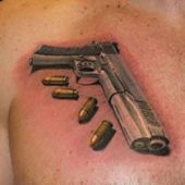 tatuaż pistolet i kule 3d
