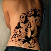 cool back tattoo for girl 3d