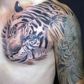 3d tiger chest tattoo