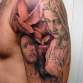 tatuaże religijne Chrystus z Maryją