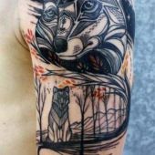 tatuaże męskie wilk