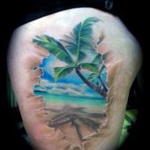 tatuaże 3d rajska plaża