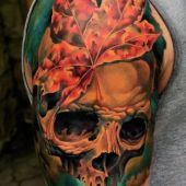 3d skull tattoo on arm