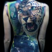 big cats back tattoo
