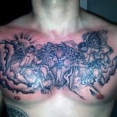 man angels chest tattoo