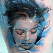 tatuaż 3d twarz kobiety