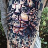 incredible 3d thigh tattoo