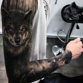 amazing wolf arm tattoo