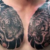 man tattoo tigers on chest