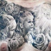 tatuaże męskie na piersi dzieci