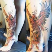 phoenix leg tattoo