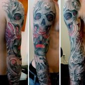 tatuaże męskie 3d czaszka i demon