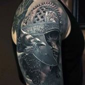 skull and crow tattoo 3d