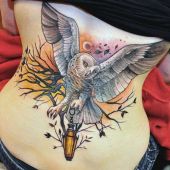 lower back tattoo owl