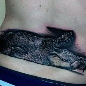 lower back tattoo crocodile