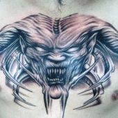 demon chest tattoo