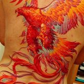 phoenix back tattoo for woman