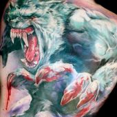werewolf back tattoo 3d