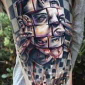 incredible 3d thigh tattoo