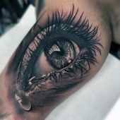 amazing teary eye mens inner arm tattoo