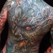 demon 3d back tattoo