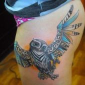 thigh owl tattoo design