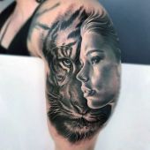 woman face and tiger