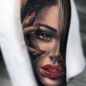 female portrait tattoo 3d