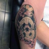 panda bear thigh tattoo
