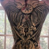 beauty dreamcatcher tattoo on back