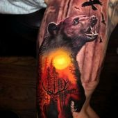 tatuaże zwierzęta niedźwiedź 3d