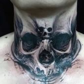 3d skull tattoo on neck