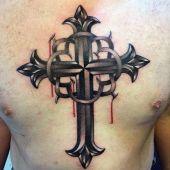 cross chest tattoo